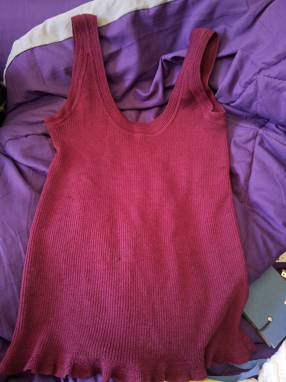 Escada Ribbed Tank Top in Deep Berry